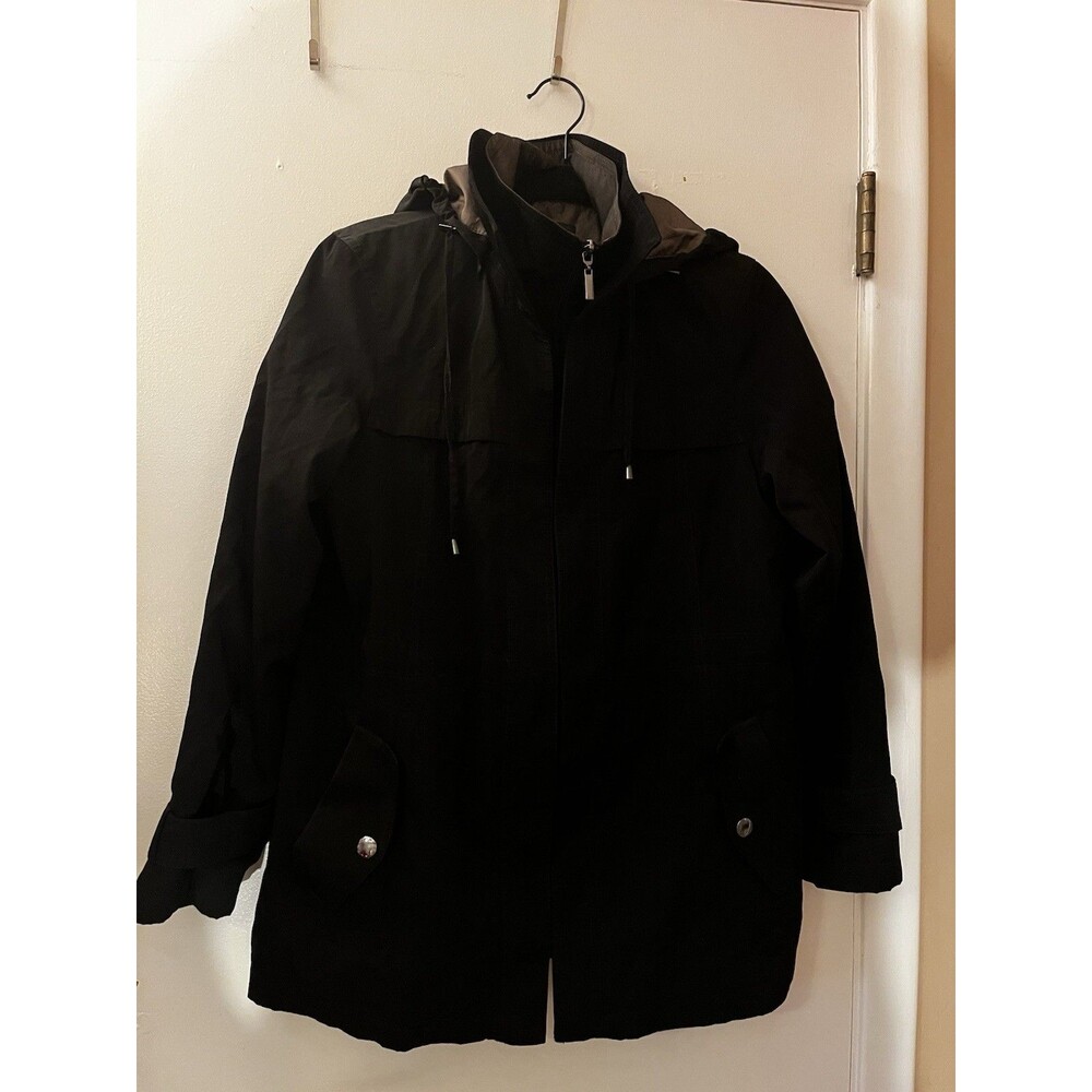 Gallery Petite Women's Black Hooded All-Weather Parka Jacket